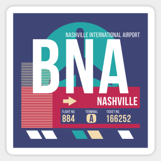 Nashville (BNA) Airport Code Baggage Tag E Sticker